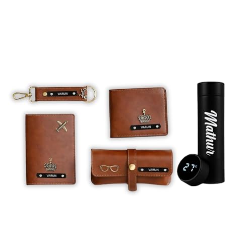 Image of Thebaegift Personalized 5 Pcs Gift Set for Men | Customised Birthday Gift for Men, Brother, Father, Husband with Name Engrave | Customized Gift Hamper for Man Unique Birthday Anniversary Gift