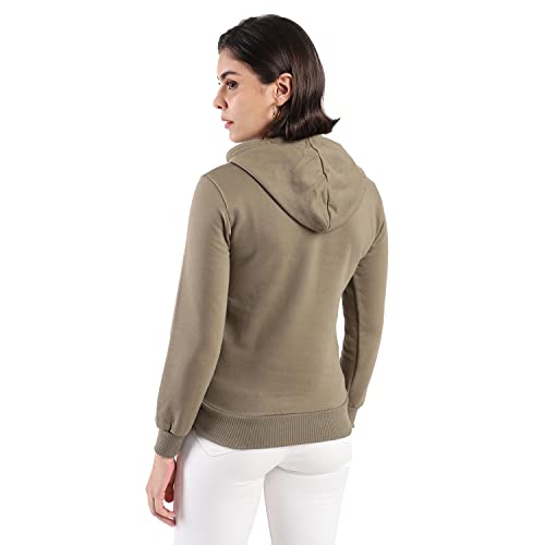 Image of PINACOLADA Women's Cotton Solid Printed Sweatshirt with Hoodie, Regular Fit for Casual Wear Full Sleeve Sweatshirt Crafted with Comfort Fit and High-Performance for Everyday Wear
