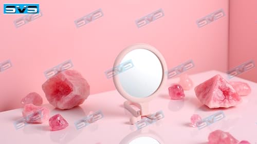 Image of Handheld Makeup Mirror with Magnification, for Desk Make Up, Magnifying Hand Held Mirror (Folding Hand Held Mirror (Pink))