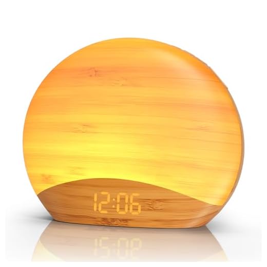 REACHER Natural Wood Grain Sound Machine Sunrise Alarm Clock,26 Nature Inspired Sleeping Sounds, 0