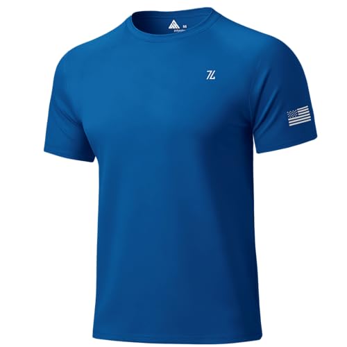 WENTTUO Men's Swim Shirt Short Sleeves UPF 50+ Rash Guard Fast Dry Swimming Rashguard Tee Shirt UV Protection Running Athletic T-Shirts Blue