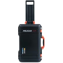 Black Pelican Air 1535 Carry-on Case - with Pick & Pluck Foam - Orange Handles & Latches.
