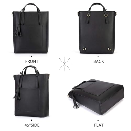 ECOSUSI Tote Bag Convertible Backpack for Women Vegan Leather Handbag Multifunction Shoulder Bag, Coffee by ECOSUSI - Used condition - Image 7