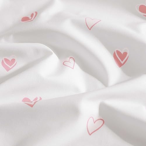 Image of Poppy & Fritz - Full Size Sheet Set, 100% Long-Staple Percale Cotton Bedding, Crisp & Cool, Deep Pockets, Bed Sheets with Matching Fitted Sheet & Pillowcases (Sweet Heart Pink)