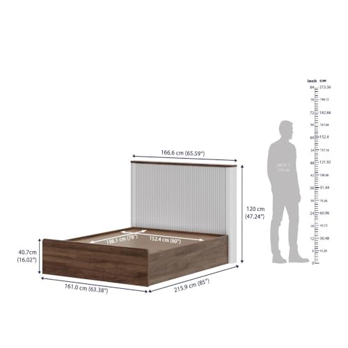 Image of Wakefit Bed | 3 Yr Warranty | Bed Queen Size, Comes with Storage Box, Noise Free, Density: 680-750 kg /m, Termite & Borer Resistant, Fits Mattresses Up to 8 Inches (Nix 78 x 60 - Columbian Walnut)