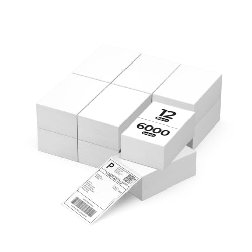 Image of MUNBYN Direct Thermal Labels, 4 inch x 6 inch, 6000 Labels /12 Stacks (500 Per Stack), Fanfold Shipping Labels for Thermal Printers, Permanent Adhesive Shipping Labels for Shipping Packages