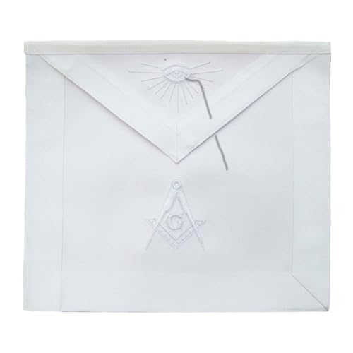 BRICKS MASONS Masonic Master Mason Apron All White, White with Synthetic Material