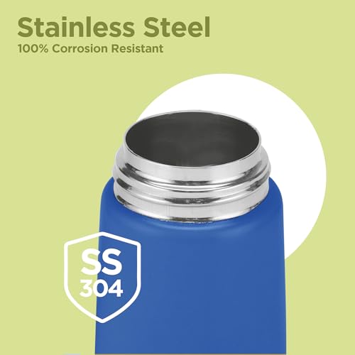 Image of Milton Insulated Spout Sipper Thermosteel Vacuum Insulated Water Bottle with Spout Lid and Straw, 300 ml, Easy Grip, Leak Proof, Hot & Cold, Bottle for Kids, School, Travel, ISI Certified, Dark Blue