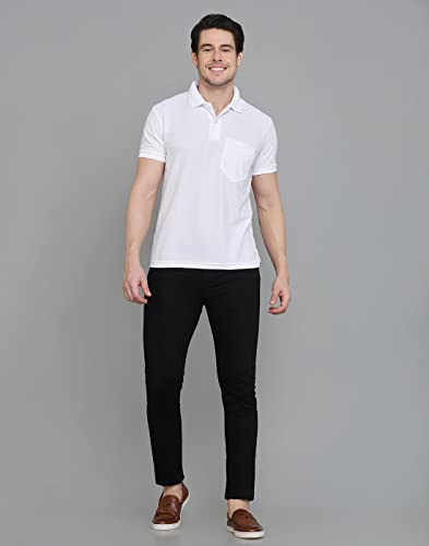 Image of INKKR Men's Polo Neck Half Sleeve Cotton Blend Regular Fit T-Shirt With Pocket