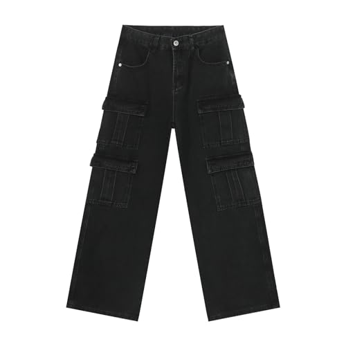 Men's Denim Jeans Retro Multi-Pocket High Street Loose Straight Leg Workwear Casual Daily Pants for Men