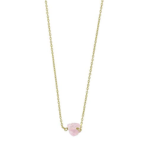 Collier quartz rose en argent doré 2 microns de style raffiné