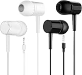 TyRengss in-Ear Wired Headphones with Microphone, Wired Earbuds in-Ear Headphones 3.5mm for Cell Phones, Computers, 2-Packs