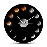 Orologio da parete con fasi lunari, silenzioso e senza ticchettio, orologio decorativo con eclissi lunare per camera da letto, soggiorno o ufficio, design astronomico unico