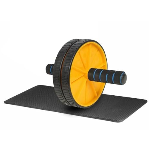 Image of Instafit AB Roller Wheel for Men and Women for Abdominal Exercise Core Workouts with Knee Mat (Multicolor) (Yellow)