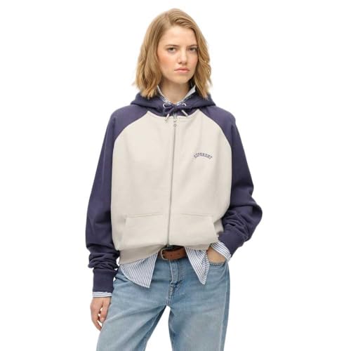 Damen Kapuzensweatshirt mit Reißverschluss, Logo und Raglanärmeln Superdry Essential