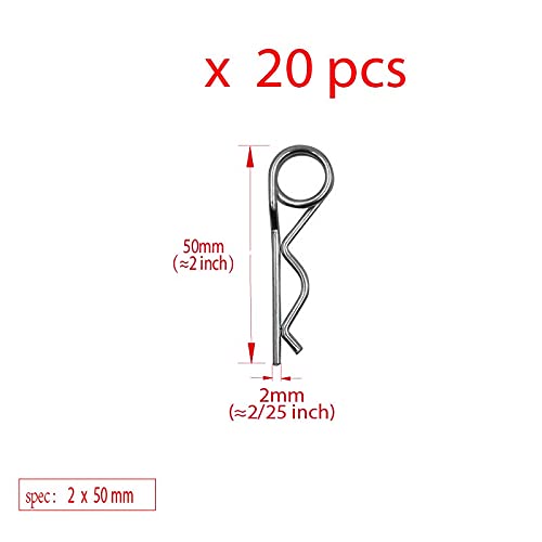 Double Ring R-Clip Pins R Shaped Spring Cotter Pin Zinc-Plating Trailer Tractor Mower Fastener Hardware (2 x 50 mm (20 pcs)) - Image 2