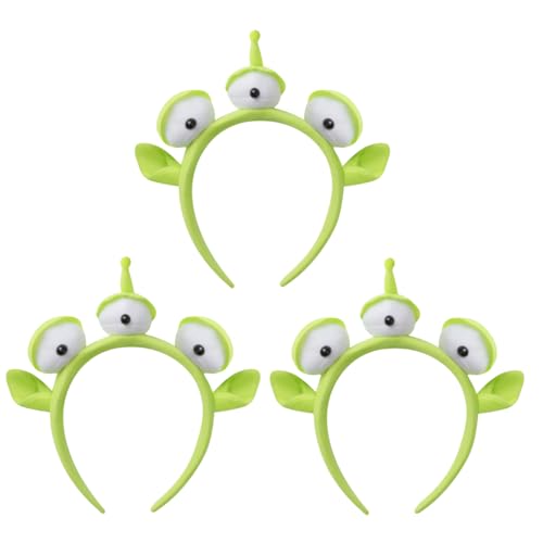 Pumnao Three-eyed Alien Monster Toy Headband Cute Plush Headband Headwear for Themed Party Girls and Kids (3 Pcs)