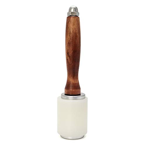 QWORK 8inch Leather Carving Hammer, DIY Leathercraft Mallet with Nylon Straight Head Wood Handle, Sew Leather Cowhide Tool Kit