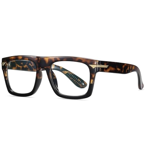 Montures femme et homme léopard noir : lunettes rétro transparentes