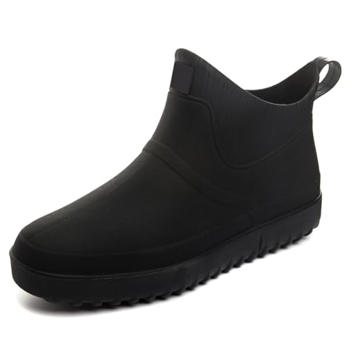 Image of Enelauge Men's Outdoor Waterproof Rain Short Ankle Boots Nonslip Rubber Rain Car Wash Footwear Garden Shoes