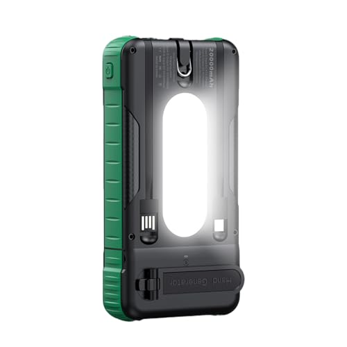 Banco De Energía del Cargador Solar - Batería Impermeable 16x10x3 Cm 20.000M Ah | Cargador Solar De Manivela, Batería Externa para Smartphone, Cámara, Tableta, Camping, Senderismo,