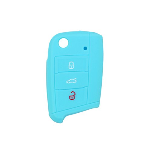 BROVACS Silicone Cover Protector Case Holder Skin Jacket Compatible with VOLKSWAGEN 3 Button Flip Remote Key Fob CV9803 Light Blue - Image 2