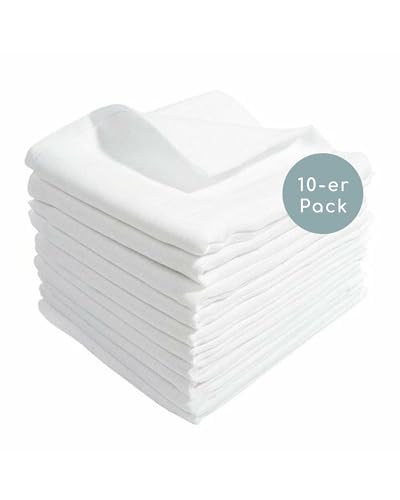 kindsgard Mullwindeln Weiß 70 x70 cm - 10er-Pack - 100% Baumwolle - Mulltücher Baby - Windeln aus Baumwolle - Perfekt für die Babyerstausstattung