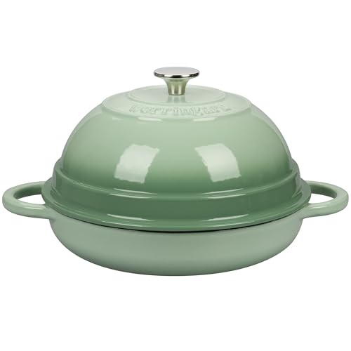 VORRINGARD Cast Iron Enameled Dutch Oven Pot with Lid for Bread Baking, Bread Oven, 6 Quart, Green