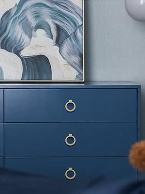 Miniatura 5 de WEAVERBIRD Paquete de 6 tiradores de anillo de gabinete de oro cepillado, aleación de zinc, tiradores de cajones de muebles, anillos de gabinete de