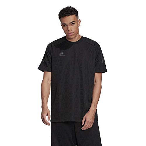adidas Tan Jacquard Jersey, Black, Small