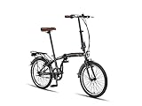 PACTO Eleven 20 Zoll Hochwertiges Faltfahrrad 27cm Stahlrahmen, Shimano Nexus 3 Speed Gänge, Faltbares Citybike Einfach Zu Falten In 10 Sekunden, Klappbares Fahrrad V-Brakes Folding Bicycle (Schwarz)