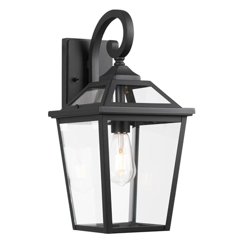 Diyel Outdoor Wall Lantern, Black Exterior Light Fixture Wall Mount