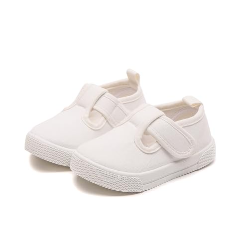 Girls Canvas Shoes Toddler Casual Sneakers Kids Low Top Casual Fashion Shoes Hook and Loops Walking Running Shoes