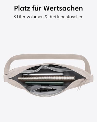 LARKSON Crossbody Bag Damen & Herren Beige - Solveig Large - Große Umhängetasche im Halbmond Style - Halbrunde Schultertasche - Moon Bag Design - Wasserabweisend