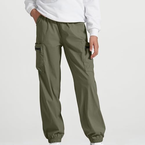 Boys Cargo Pants 10-12 Summer Trendy Drawstring High Waisted Cargo Pants for Girls Casual Workout Hiking Boy Joggers3