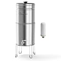 Culligan with MaxClear Technology 3 Gallon Gravity Water Filter System, Brushed Countertop Ceramic Water Filter NSF/ANSI Certified to Reduce Lead, Microplastics & Total PFAS, with 1 Filter