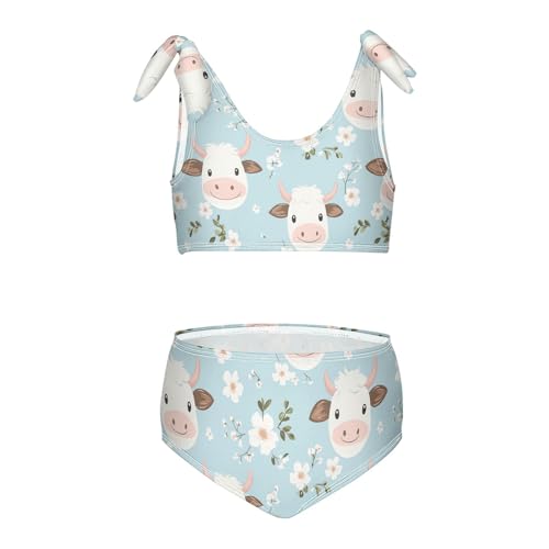 Wusikd Cute Cow Face Girls Swimsuits Two Piece Cartoon Swimwear Bikini Set for for Girls Size 3T
