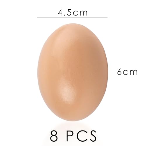 MEMOFYND 8 Stück Künstliche Eier, Künstliche Holzeier, Holzeier, Hebammen-Holzeier, Hühner-Noteier, Werkzeuge Für Die Geflügelzucht (Beige)