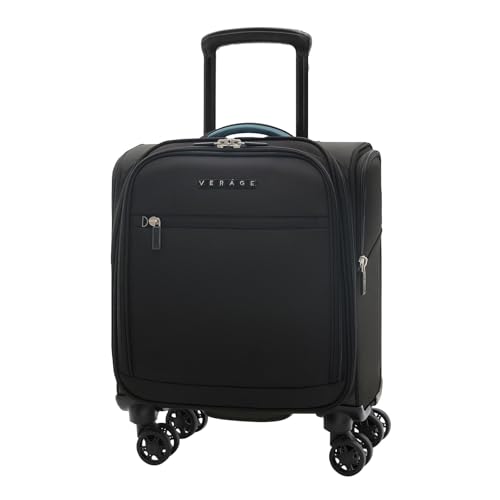 Verage Under Seat Luggage with Wheels, Softside Small Suitcase Spinner Carry On Luggage Bags for Airlines Airplanes Short Trip Men Women (Black, 14-Inch Underseat)