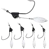 Ghanneey 20Pcs Fishing Hooks Weighted Hooks Set with Lead Weighted Hooks Spinner Blades Tweeter Hook Twistlock Luminous Worms Senko Lure Bait
