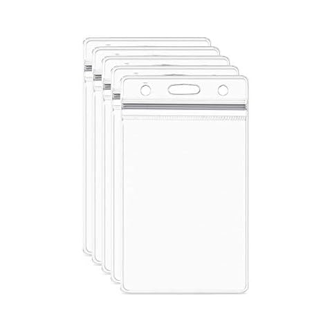 5 pcs Waterproof Plastic Badge Holders Tag Clear Badge ID Card Holders(Vertical) Cover