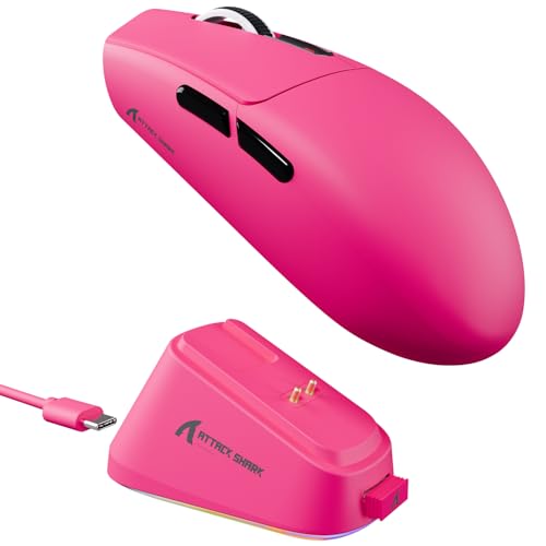 Ratón G3PRO ATTACK SHARK inalámbrico rojo con base magnética y PAW3311 para PC