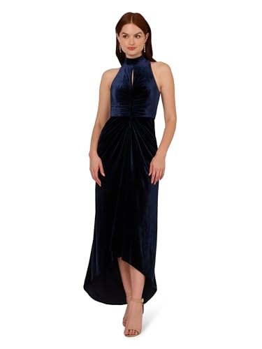 Adrianna Papell Women's Velvet High Low Gown, Midnight, 14
