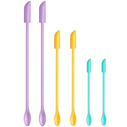 barsone 6 Pcs Makeup Spatula, Mini Jar Scraper, Silicone Spatula Set for Food Bottles Beauty Products (Multicolor)