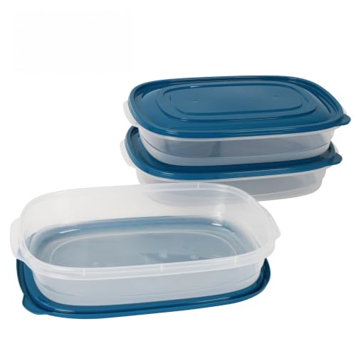Semi Durable Rectangular 1 Gallon Plastic Food Storage Containers, 3 Pack
