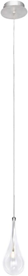 ET2 E23121-18PC Larmes Modern Blown Glass Oversized Teardrops LED Mini Pendant Ceiling Lighting, 1-Light 1.5 Watt, 17" H x 5" W, Chrome