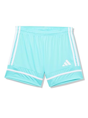 adidas Girls Squadra 25 Soccer Shorts, Flash Aqua/Flash Aqua/White, X-Large