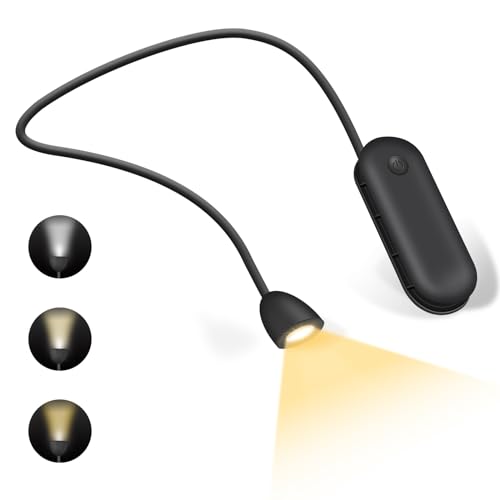 Diboniur Luz de lectura LED portátil tres en uno, 3 colores y 3 niveles de brillo ajustables, plegable 360°, Linterna adecuada para viajes, tejer, lectura en la oficina