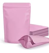 100 Pack Resealable Stand Up Bags,Smell Proof Pouch Sealable Foil Pouch Bags for Packaging (Pink,...