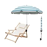 Jokapy Garden Umbrella Parasol Portable,Camping Chair Umbrellas Multifunctional Clip-on Beach Umbrella with Universal Clamp 360° Adjustable,Beach Chair Parasol Umbrellas for Wheelchair (Blue Stripe)